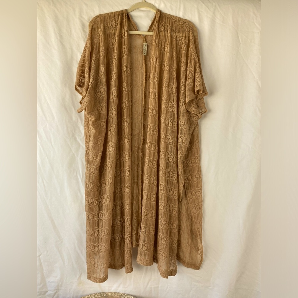 Boho Lace Duster with Spandex Medium Tan Color! Cute!
